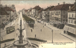 12007679 La Chaux-de-Fonds Grande Fontaine Rue Leopold Robert Tram La Chaux-de-F - Sonstige & Ohne Zuordnung