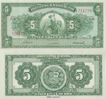 Peru Pick-Nr: 83a (23.2.1968) Bankfrisch 1968 5 Soles De Oro - Peru