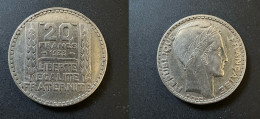 20 Francs Turin 1933 - Argent - Réf, P 11 - 20 Francs