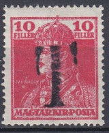 Hongrie Taxe 1919   Roi Charles IV Surcharge T (A9) - Impuestos