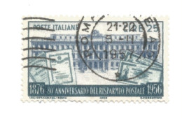 (REPUBBLICA ITALIANA) 1956, RISPARMIO POSTALE IN ITALIA - Serie Di 1 Francobollo Usato - 1946-60: Afgestempeld