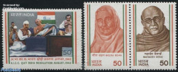 India 1983 Independence History 3v (1v+[:]), Mint NH, History - Gandhi - Unused Stamps