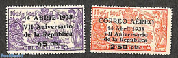 Spain 1938 7 Years Republic 2v, Unused (hinged) - Ungebraucht