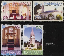 Bahamas 2003 Christmas 4v, Mint NH, Religion - Christmas - Churches, Temples, Mosques, Synagogues - Art - Stained Glas.. - Noël