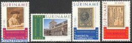 Suriname, Republic 2003 Joh. Enschede 4v, Mint NH, Various - Stamps On Stamps - Money On Stamps - Art - Handwriting An.. - Briefmarken Auf Briefmarken