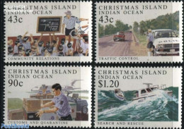 Christmas Islands 1991 Police 4v, Mint NH, Science - Sport - Transport - Various - Education - Cycling - Automobiles -.. - Ciclismo