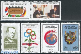 Turkish Cyprus 1988 Mixed Issue 6v, Mint NH, Health - History - Health - Red Cross - Newspapers & Journalism - Cruz Roja