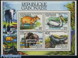 Gabon 1983 Animals S/s, Mint NH, Nature - Animals (others & Mixed) - Birds - Elephants - Reptiles - Unused Stamps