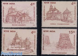 India 2001 Temple Architecture 4v, Mint NH - Neufs