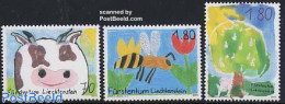 Liechtenstein 2003 Children Paintings 3v, Mint NH, Nature - Cattle - Art - Children Drawings - Unused Stamps