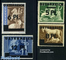 Austria 1945 Overprints 4v, Mint NH, History - Nature - Various - Europa Hang-on Issues - Horses - Maps - Nuovi