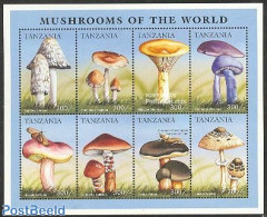 Tanzania 1996 Mushrooms/insects 8v M/s /Coprinus Comatus, Mint NH, Nature - Butterflies - Insects - Mushrooms - Mushrooms