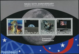 Gibraltar 2008 50 Years NASA 4v M/s, Mint NH, Transport - Space Exploration - Gibraltar