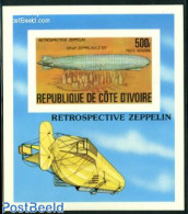 Ivory Coast 1977 Zeppelin S/s Imperforated, Mint NH, Transport - Zeppelins - Ongebruikt