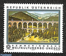 Austria 2001 Semmeringbahn 1v, Mint NH, History - Transport - Unesco - World Heritage - Railways - Art - Bridges And T.. - Neufs