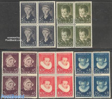 Netherlands 1956 Child Welfare 5v, Blocks Of 4 [+], Mint NH - Nuevos