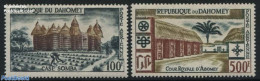 Dahomey 1960 Definitives 2v, Mint NH, Various - Agriculture - Art - Architecture - Agriculture