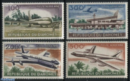 Dahomey 1963 Cotonou Airport 4v, Mint NH, Transport - Aircraft & Aviation - Flugzeuge