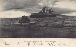 Albania - SARANDË - World War One - An Italian Cruiser In Front Of Santi Quaranta - Publ. IPA CT 3344 - Albanië