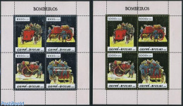 Guinea Bissau 2005 Fire Brigade, Gold, Silver 8v (2 M/s), Mint NH, Transport - Automobiles - Fire Fighters & Prevention - Auto's