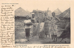 Guinée Conakry - NU ETHNIQUE - Pilage Des Grains Pour Le Couscous - Ed. E.J.G. - Guinee