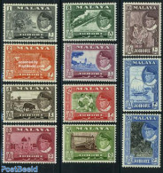 Malaysia 1960 Johore, Definitives, Views 11v, Mint NH, Nature - Transport - Various - Cat Family - Fishing - Railways .. - Poissons