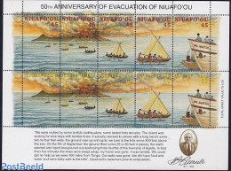 Niuafo'ou 1996 Evacuation Anniversary 10v M/s, Mint NH, History - Transport - Geology - Ships And Boats - Boten