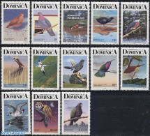 Dominica 1989 Birds 13v, Perf. 14 (with Year 1989), Mint NH, Nature - Birds - Owls - Kingfishers - Pigeons - Hummingbi.. - República Dominicana