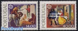 Portugal 1979 Europa, Postal History 2v, Phosphor, Mint NH, History - Nature - Europa (cept) - Horses - Post - Ongebruikt