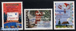 Ecuador 1998 Christmas 3v, Mint NH, Religion - Christmas - Art - Children Drawings - Christmas