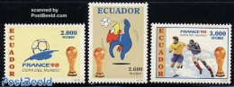 Ecuador 1998 World Cup Football 3v, Mint NH, Sport - Football - Equateur