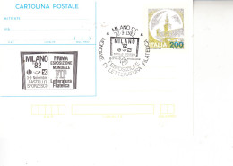 ITALIA  1982 - CP  MILANO 1982  - Expo Mondiale Letteratura Filatelica - Filatelistische Tentoonstellingen