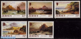 Jersey 1989 Paintings 5v, Mint NH, Transport - Ships And Boats - Art - Castles & Fortifications - Paintings - Schiffe
