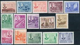 North Borneo 1950 Definitives 15v (50c With Wrong Name: JESSLETON), Mint NH, Nature - Transport - Various - Fishing - .. - Peces