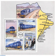 Botswana 1992 Railways S/s, Mint NH, Transport - Various - Railways - Maps - Trains