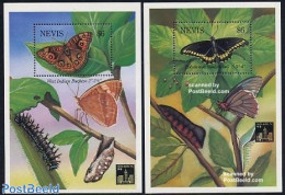 Nevis 1994 Hong Kong 94 2 S/s, Butterflies, Mint NH, Nature - Butterflies - St.Kitts And Nevis ( 1983-...)