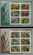 Burundi 1975 Christmas 2 S/s, Imperforated, Mint NH, Religion - Christmas - Art - Michelangelo - Paintings - Weihnachten