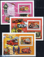 Guinea, Republic 2004 Fire Fighters 3 S/s, Mint NH, Transport - Automobiles - Fire Fighters & Prevention - Helicopters.. - Auto's