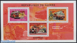 Guinea, Republic 2004 Fire Fighters 3v M/s, Mint NH, Transport - Automobiles - Fire Fighters & Prevention - Aircraft &.. - Auto's
