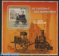 Sao Tome/Principe 2007 Fire Engines S/s, Mint NH, Health - Transport - Red Cross - Automobiles - Fire Fighters & Preve.. - Croce Rossa