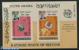 Aden 1965 Seiyun, ITU Centenary S/s Imperforated (2 Stamps), Mint NH, Science - Transport - Various - Telecommunicatio.. - Telecom