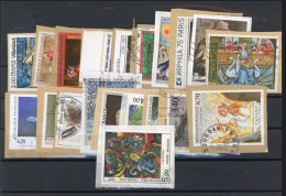 France Timbres Tableaux 20 Timbres Oblitéres Sur Papier - Sonstige & Ohne Zuordnung