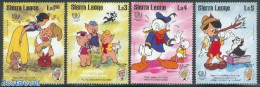 Sierra Leone 1985 Mark Twain, Disney 4v, Mint NH, Nature - Various - Cats - International Youth Year 1984 - Art - Disney - Disney