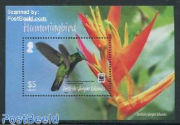 Virgin Islands 2014 WWF, Antillean Crested Hummingbird S/s, Mint NH, Nature - Birds - Flowers & Plants - World Wildlif.. - Iles Vièrges Britanniques