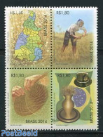 Brazil 2014 Golden Grass From Jalapao 4v [+], Mint NH, History - Various - Flags - Agriculture - Maps - Art - Handicra.. - Neufs