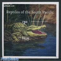 Palau 2014 Reptiles Of The South Pacific S/s, Crocodile, Mint NH, Nature - Crocodiles - Reptiles - Autres & Non Classés
