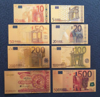 Euro Golden Set Of Banknotes Є5, 10, 20, 50, 100, 200, 500 & One Million + FREE GIFT - Andere - Europa