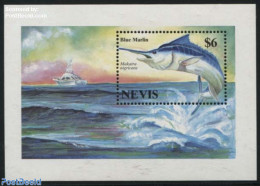 Nevis 1994 Blue Marlin S/s, Mint NH, Nature - Transport - Fish - Ships And Boats - Poissons