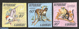 Gabon 1974 Monkeys 3v, Imperforated, Mint NH, Nature - Animals (others & Mixed) - Monkeys - Ungebraucht