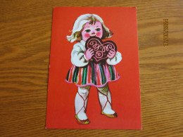 USSR RUSSIA ESTONIA NEW YEAR GIRL IN FOLK COSTUME ,  ARTIST HÄRM - Neujahr